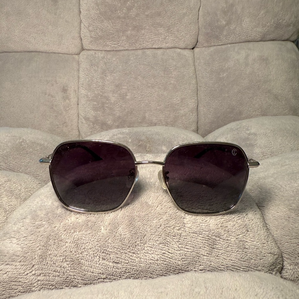 Silver Frame Black-Tinted Sunglasses - Classic Shield Style
